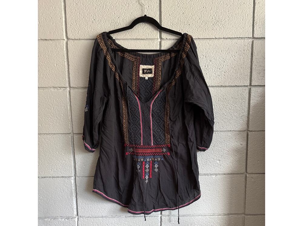 Johnny Was Biya Cotton Embroidered Peasant Blouse size XL